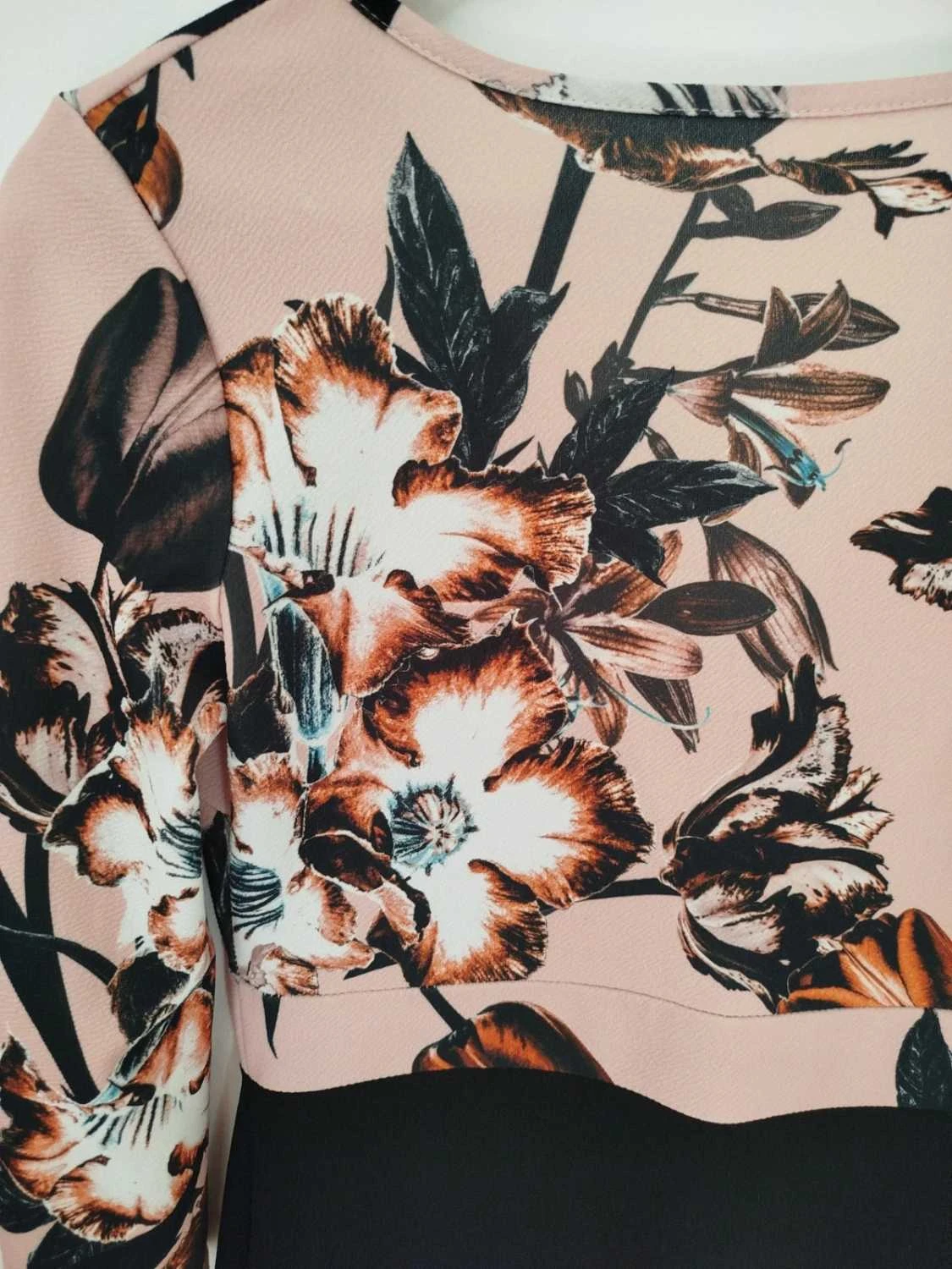 💢Vestido ajustado floral rosa y negro mangas 3/4 Mujer talla M / 38 – photo 9